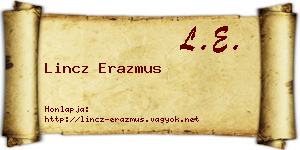 Lincz Erazmus névjegykártya